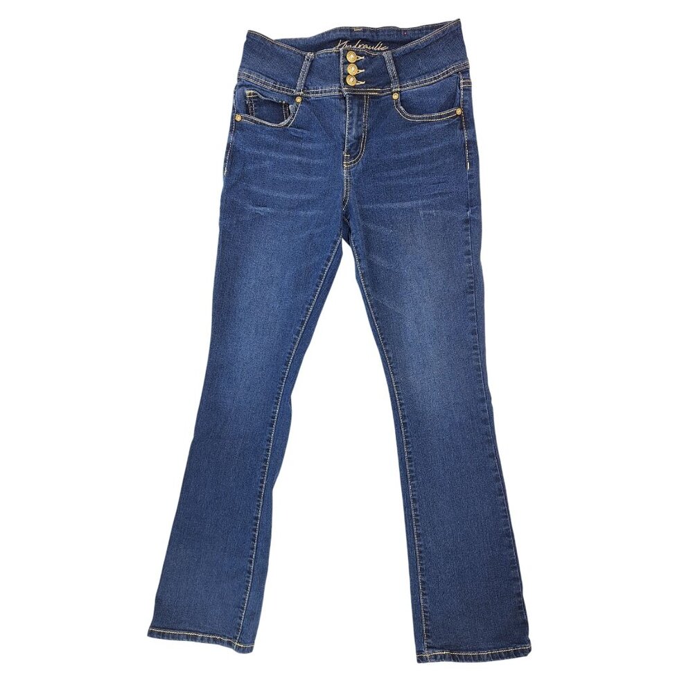 Hydraulic Women High Rise Embroidered Bootcut Jeans Size 7 Blue Bling Horseshoe - Picture 2 of 8